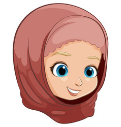 Cartoon Of A Cheerful Girl Wearing Hijab