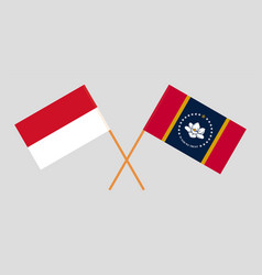 Crossed Flags Of Indonesia And The State