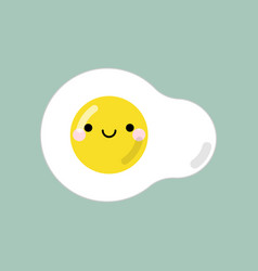 Cute Smiling Fried Egg Cartoon Character Icon