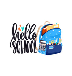 Hello School Lettering With Open Schoolbag