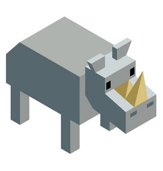 Isometric Rhinoceros Low Poly Pixel Animal Icon