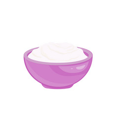 Sour Cream In Bowl Diary Product Isolated