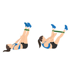 Woman Doing Band Leg Abduction Crunch Exercise