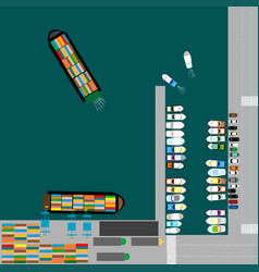 Aerial View Of Maritime Port With Cargo Ships