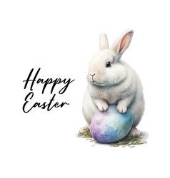 Watercolor Easter Bunny Rabbit On White Background