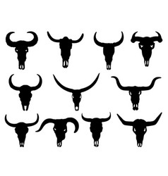 Cow Skulls Silhouette Art