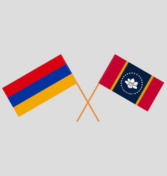 Crossed Flags Of Armenia And The State Of