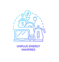 Unplug Energy Vampires Blue Gradient Concept Icon