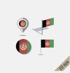 Map Pins With Flag Afganistan