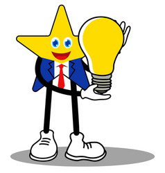 Star Cartoon Character As A Businessman Holding