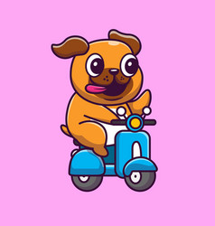 Cute Dog Riding Scooter Cartoon