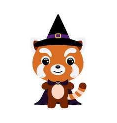 Cute Little Halloween Red Panda In A Wizard