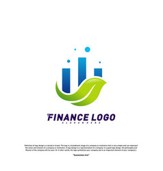 Financial With Leaf Logo Design Concept Green