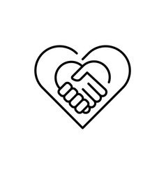 Handshake And Heart Line Icon Business