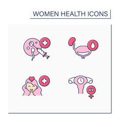 Women Health Color Icons Set