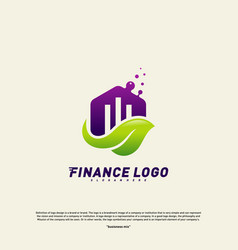 Financial With Leaf Logo Design Concept Green