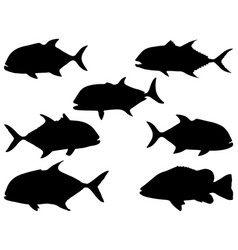 Giant Trevally Fishes Silhouette Art