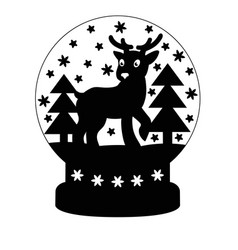 Snow Globe With Deer - Black Silhouette