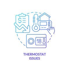 Thermostat Issues Blue Gradient Concept Icon