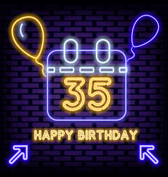 35th Happy Birthday 35 Year Old Neon Sign