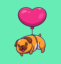 Cute Dog Floating With Heart Balloon Cartoon