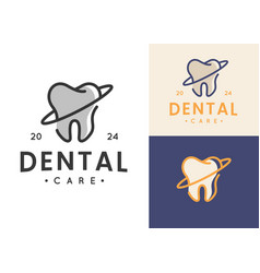 Dental Planet Icon Symbol Logo Outline Design