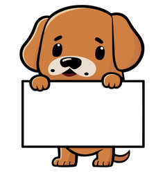 Dog Puppy Mascot Logo Holding Empty Sign