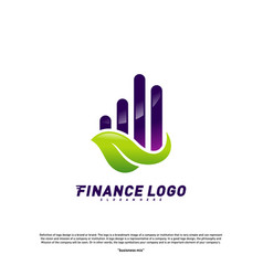 Financial With Leaf Logo Design Concept Green