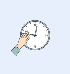 Person Changing Time On Clock