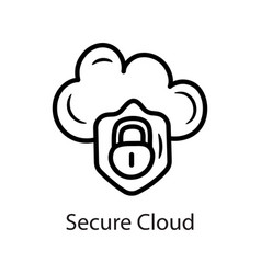 Secure Cloud Outline Icon Design Da