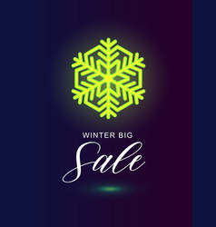 Winter Sale Banner With Neon Green Snowflake