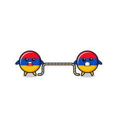 Cute Armenia Flag Character Is Playing Tug Of War