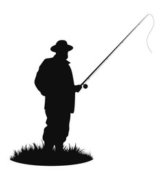 Man With Fishing Rod Fisherman Black Silhouette