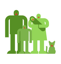 Zombie Family Zombi Parents And Children Green