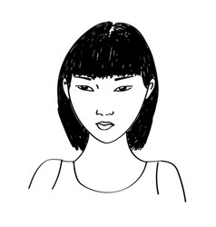 Asian Young Woman Drawing Black And White