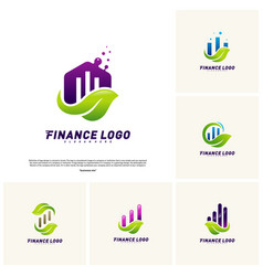 Financial With Leaf Logo Design Concept Green