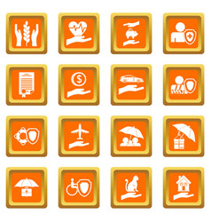 Insurance Icons Set Orange