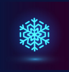 Neon Blue Snowflake Winter Icons On Dark