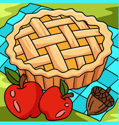 Thanksgiving Apple Pie Colored Cartoon