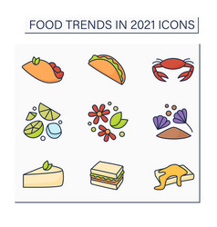 Food Trends Color Icons Set