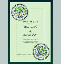 Green Wedding Invitations Mandala Style