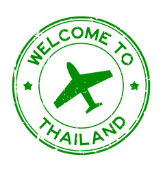 Grunge Green Welcome To Thailand Word