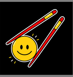 Cute Funny Emoji Smile Face In Asian Chopsticks