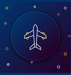 Line Plane Icon Isolated On Blue Background