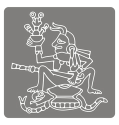 Monochrome Icon With Symbols From Aztec Codices