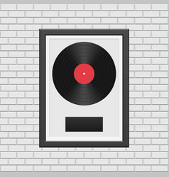 Vinyl Record With Black Frame On White Brick Wall