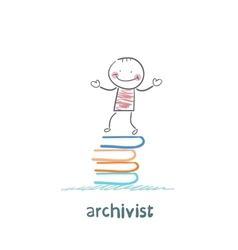 Archivist Stands On A Pile Of Books