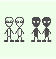 Cosmic Strangers Line And Solid Icon Two Martian