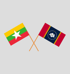 Crossed Flags Of Myanmar And The State Of