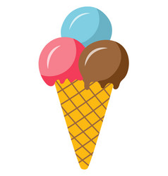 Ice Cream Balls In Waffle Cone Summer Sweet Icon